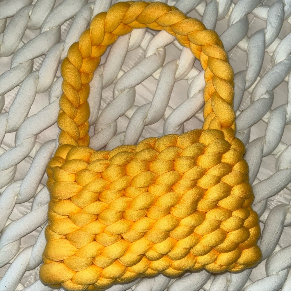 Yellow Braided Women's Handbag
